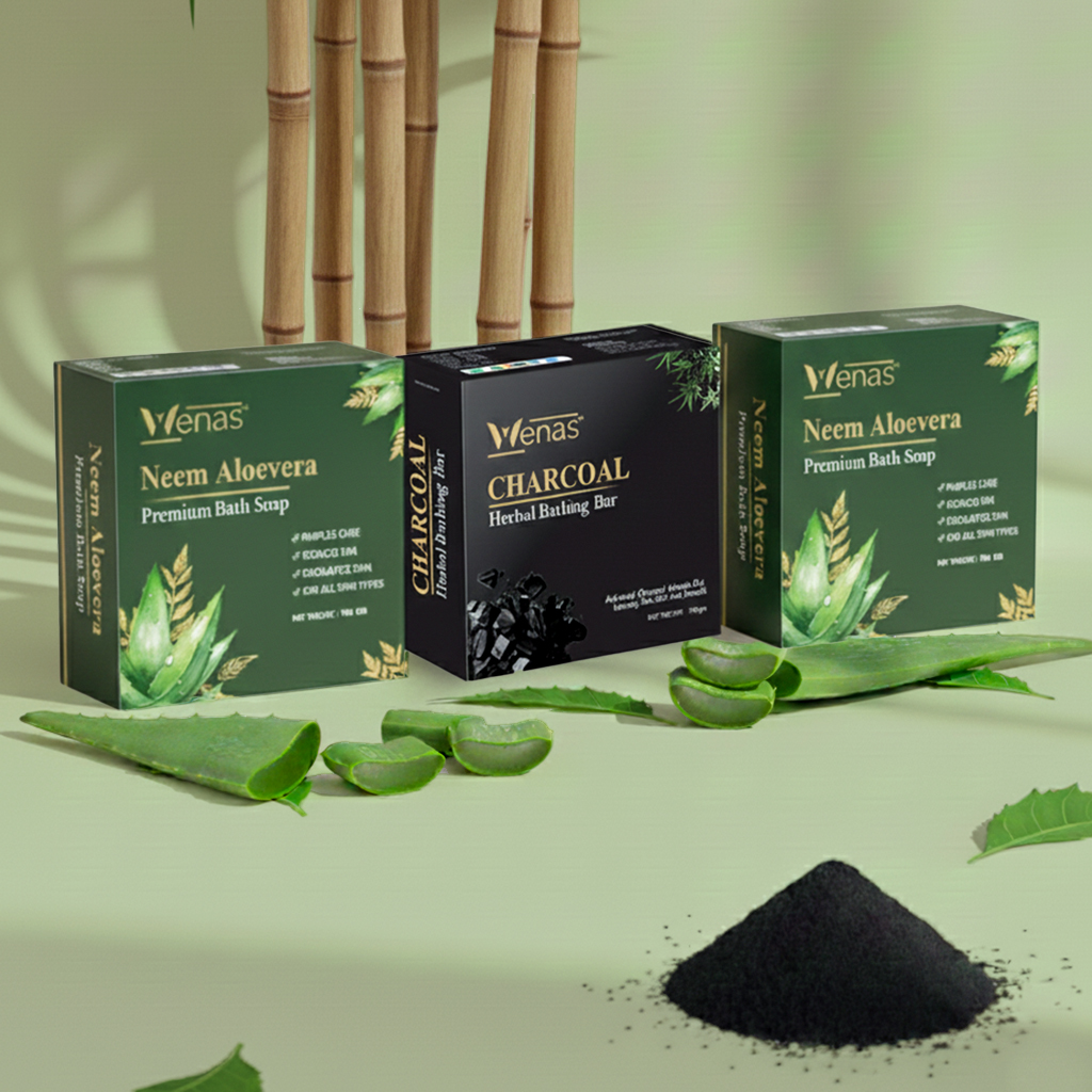 2 Neem Aloevera + 1 Charcoal Soap Combo (3-Piece Pack)